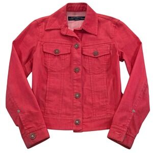 Rafaella Jeans Jacket Coral Pink Denim‎ Fitted Jean Jacket Womens Small